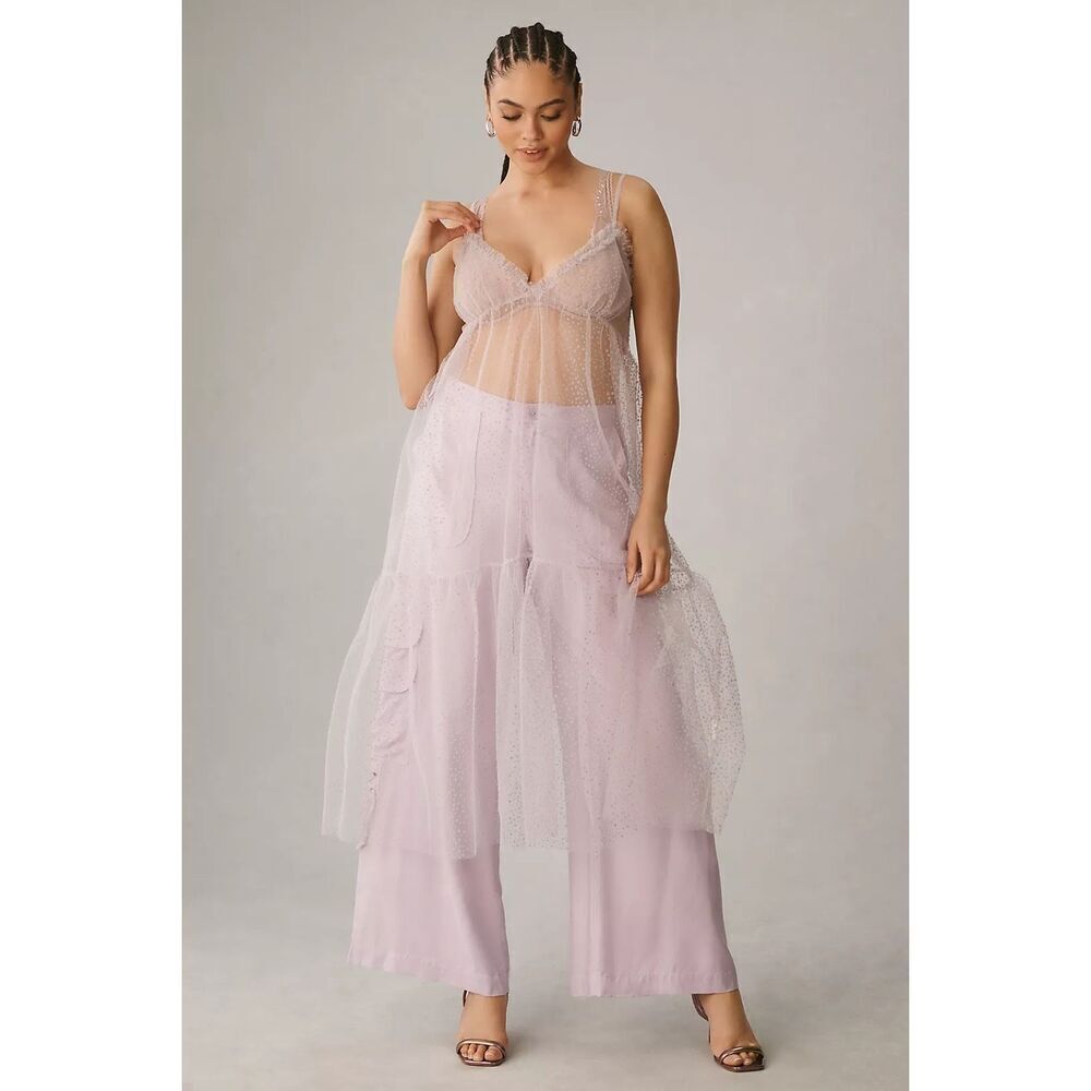 Anthropologie Lavender Tulle Maxi Dress